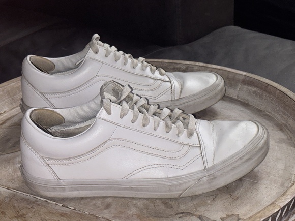 Vans Other - Vans Old Skool White Leather Sneakers – Men's Size 10